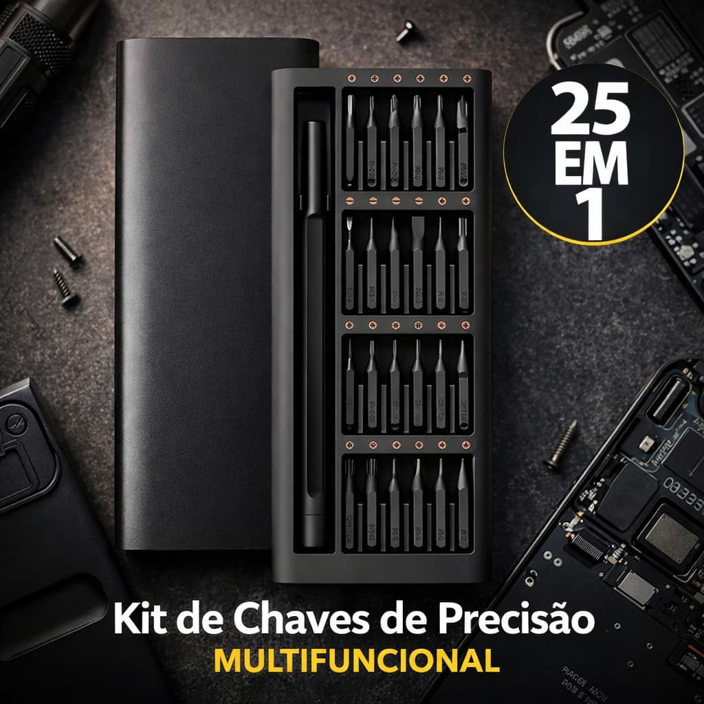 Kit Chaves de Precisão 25 Em 1 Reparo Celulares Cãmera Relógio Rádio Controle Multiuso Salte