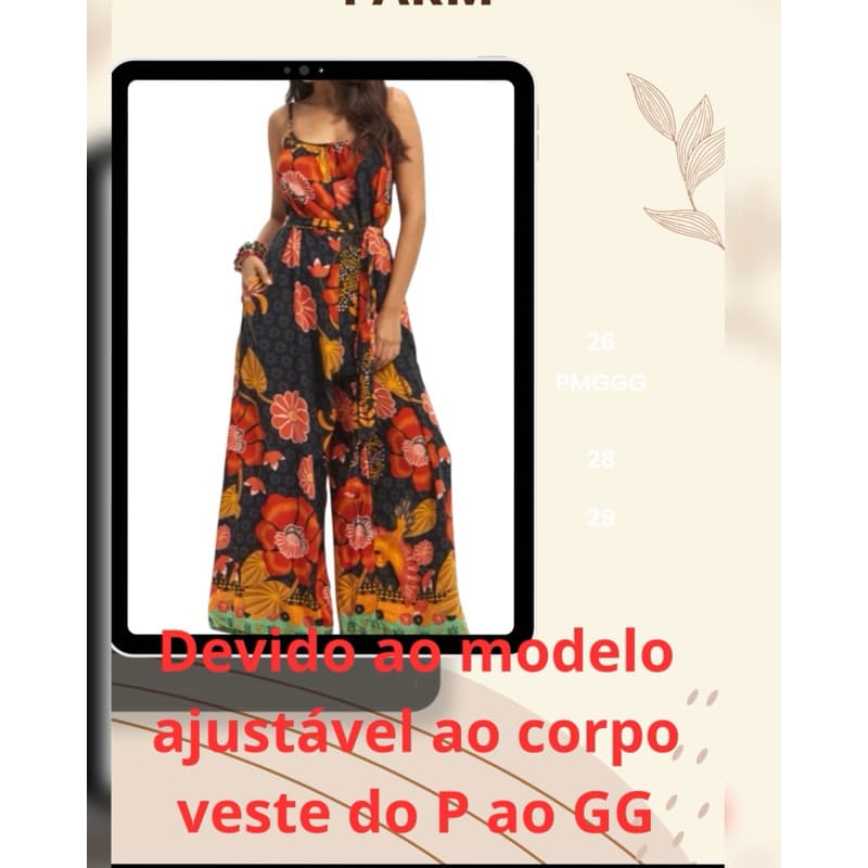 Macacão feminino, Macacão estampado FARM,Inspiração