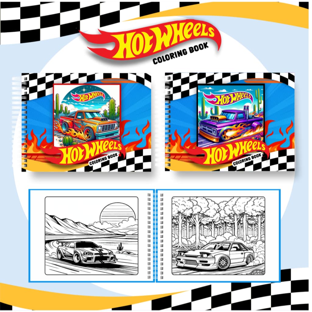 Livro de Colorir Hot Wheels – A5 – 50 Desenhos