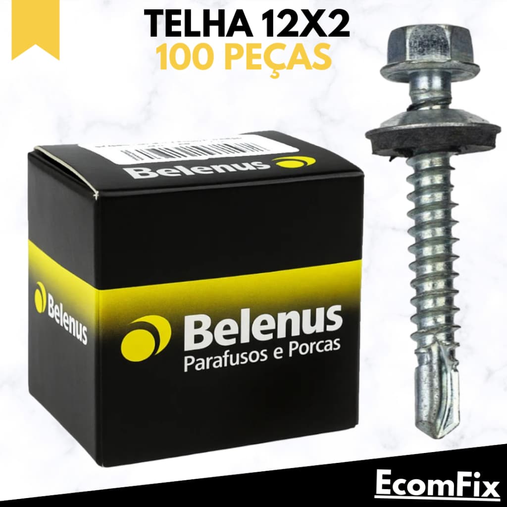 Parafuso Para Telha Auto Brocante Sextavado 5,5x50mm (12x2) 100 Peças - BELENUS