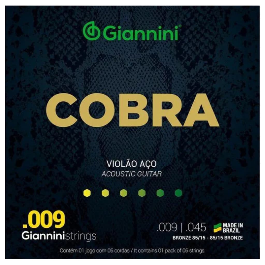 Encordoamento Giannini Geewak 009 Bronze 85/15 P/ Violão + 2 Palhetas