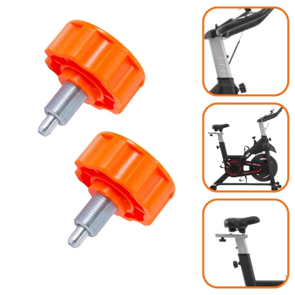 Kit Com 2 Knob Manipulo Regulador Laranja Para Banco e Guidão Compatíveis Com Bikes Spinning