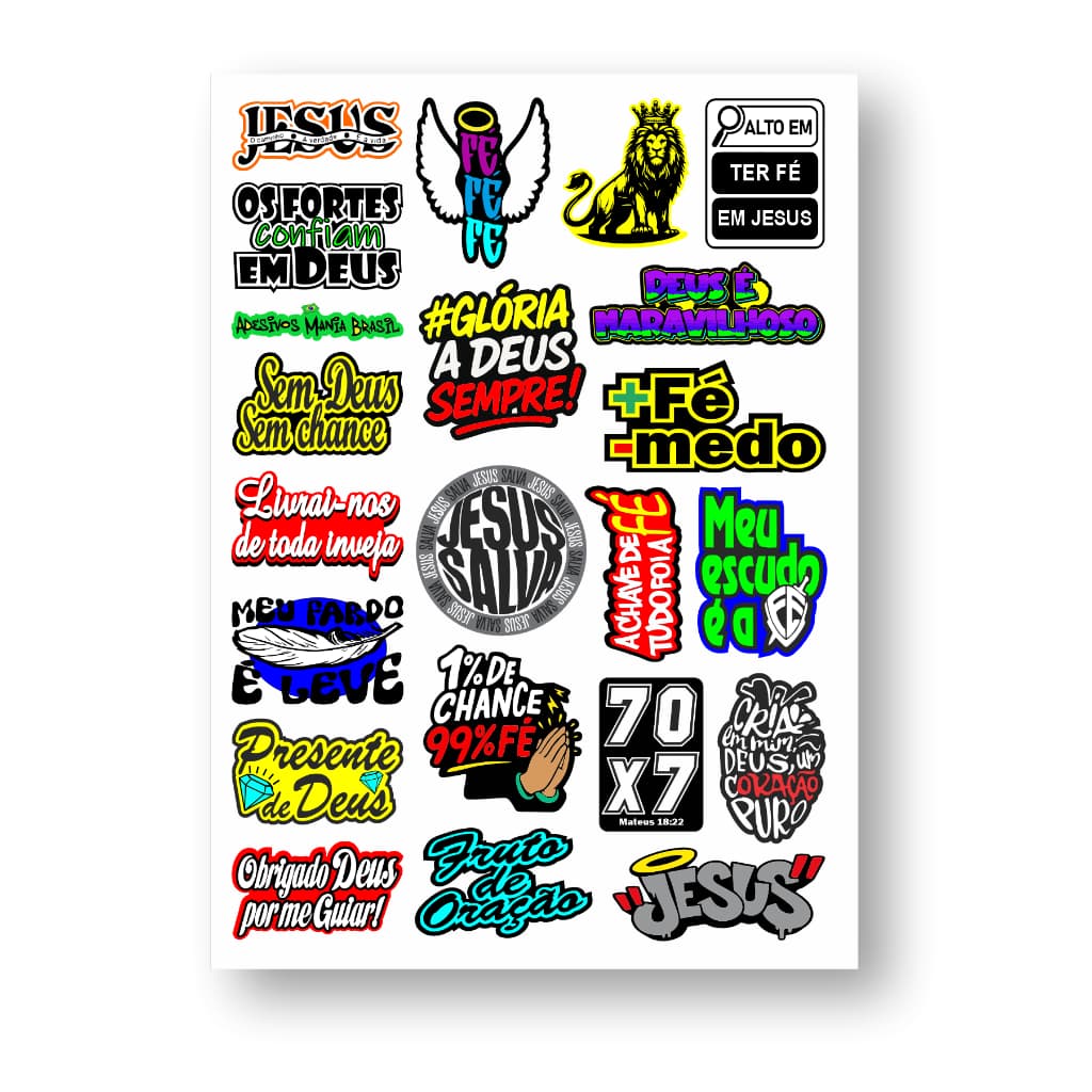 Cartela 21 Adesivos Jesus Salva P Carro Moto Capacete Bike