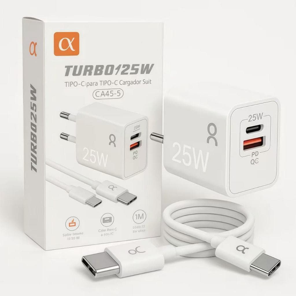 Carregador de tomada para celular 25W cabo tipo c para Tipo c  TIPO C LIGHTNING Fonte PD+QC