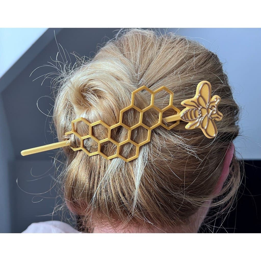 Presilha de Cabelo Deslizante Abelha e Favo de Mel – Elegante e Delicada