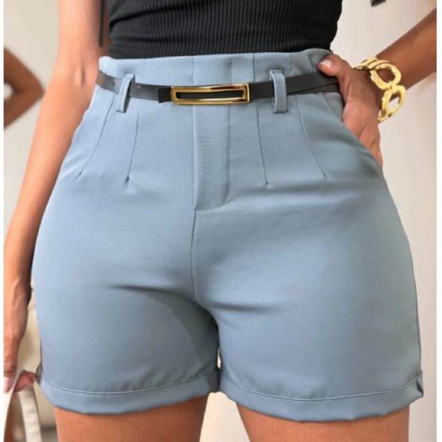 Short Social Alfaiataria Feminino Estilo cintura alta Bolsos lateral Tendência Gringa Moda casual copa 2026