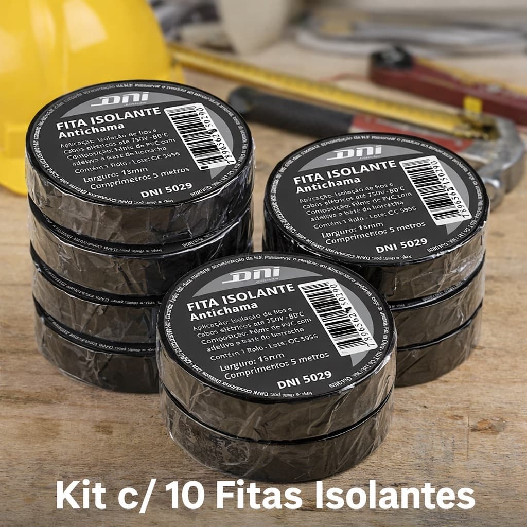 Kit c/ 10 Fitas Isolantes PVC 18mm 5 Metros DNI