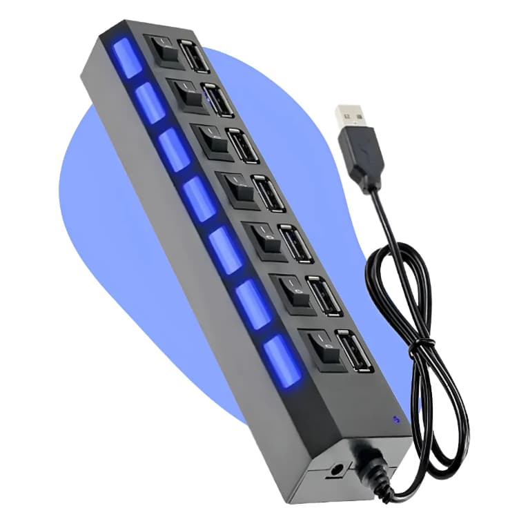 Hub Usb Cabo Extensor Régua 7 Portas Adaptador On Off