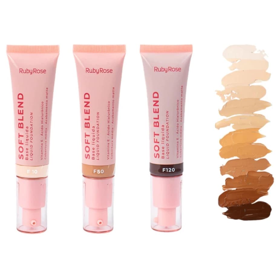 Ruby Rose Base Liquida Soft Blend Cobertura Média Acabamento Soft Matte
