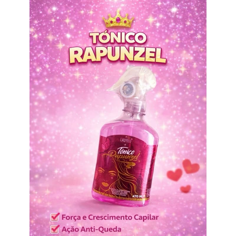 Tônico Rapunzel 470ml LadyLu Crescimento Capilar Ação Anti-Queda Força e Brilho