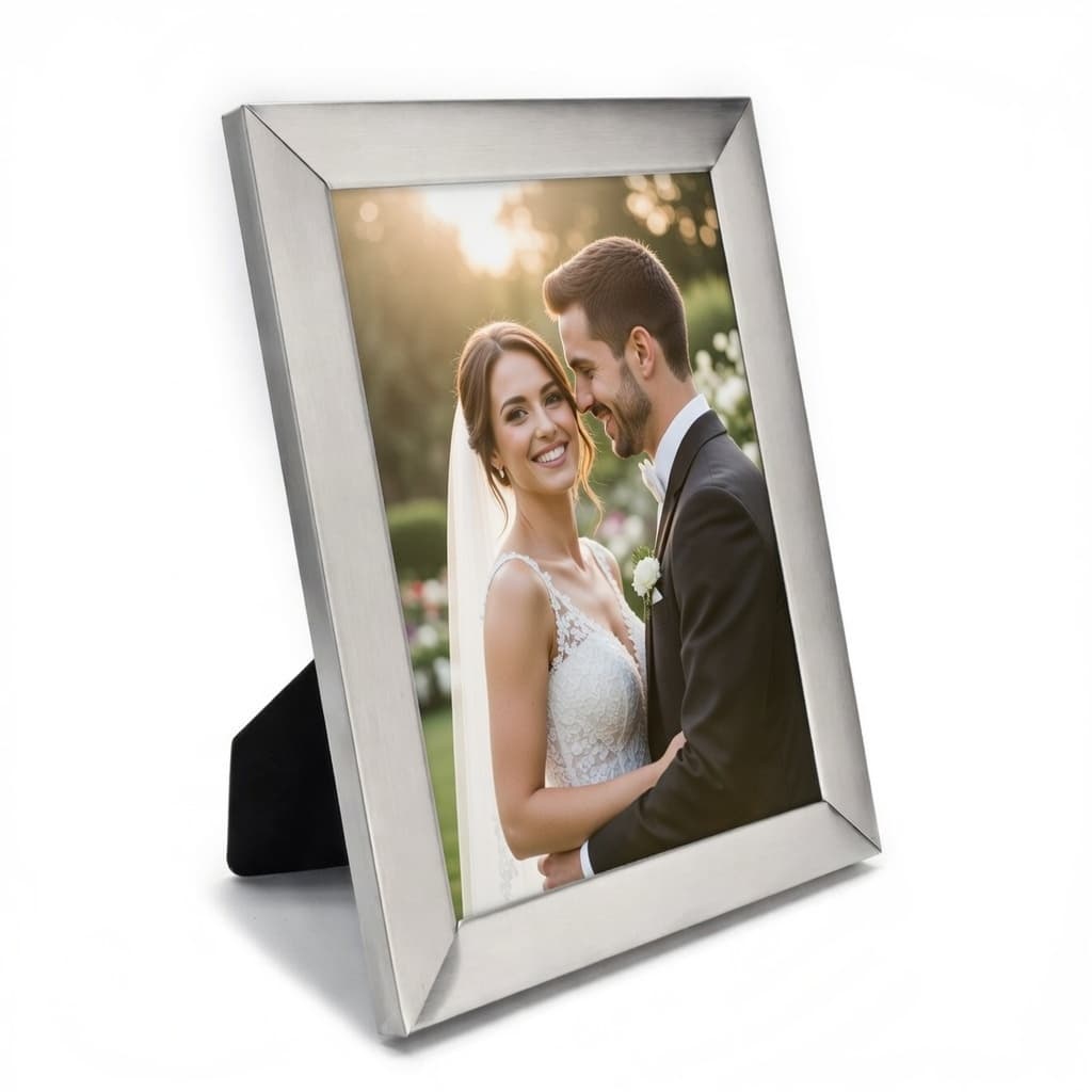 Porta Retrato 15x20 Prateado Moldura Em Alumínio Escovado - Quadro para Fotos