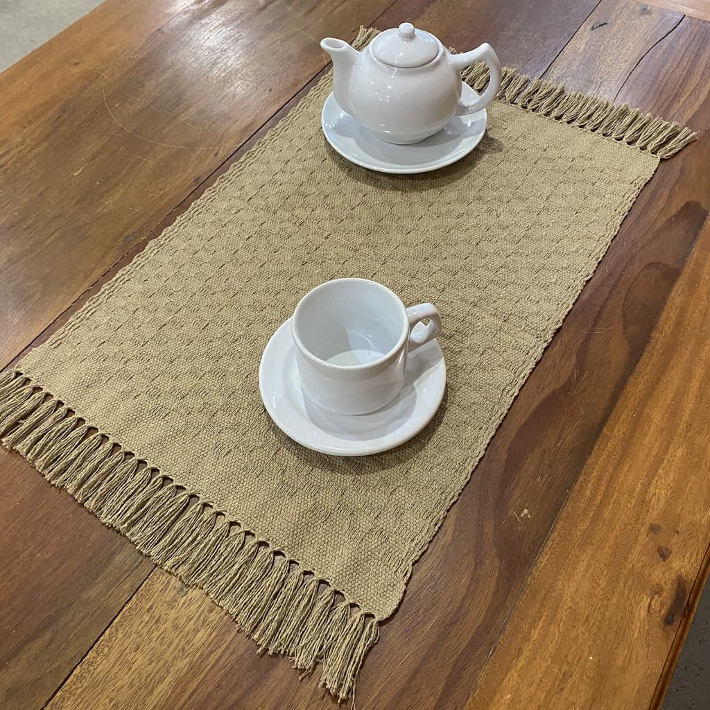 Kit Americano Mesa Sousplat Jogo americano Algodão Artesanal Macio Caramelo Marrom