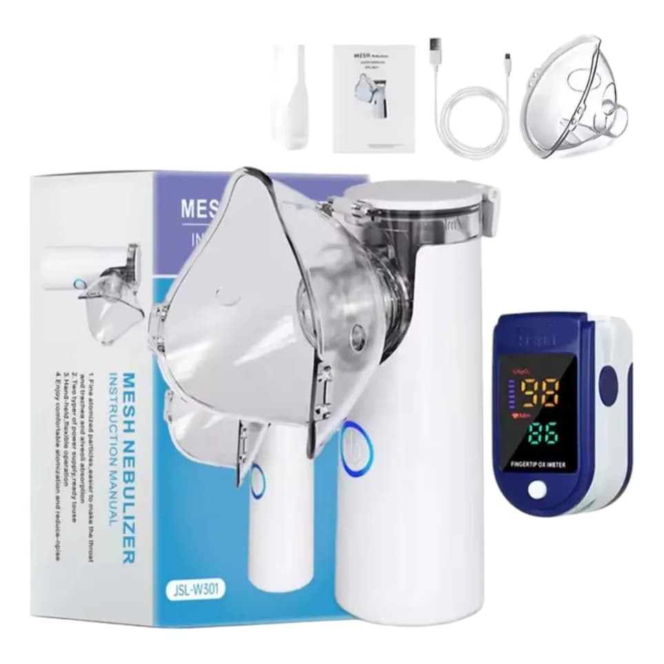 Inalador Nebulizador Portatil Usb Com Oximetro De Pulso