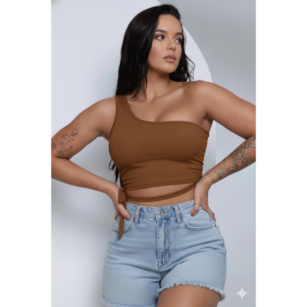 Cropped Feminino com Bojo – Blusa Curta Modeladora Sem Transparência, Top Feminino Casual Tendência Moda Feminina
