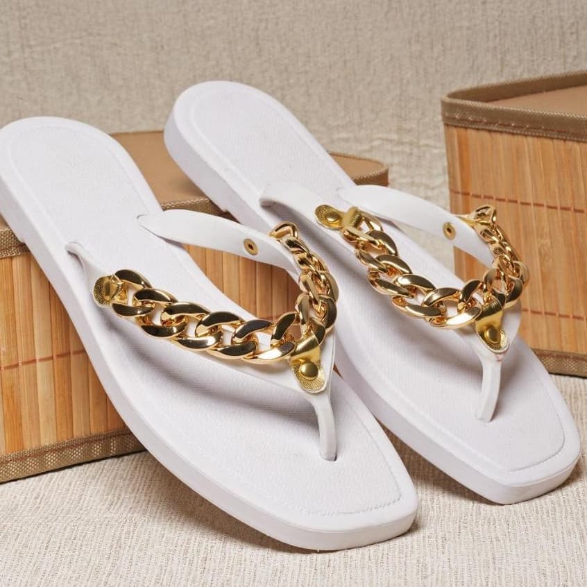 Chinelo Verão Feminina Corrente Antiderrapante Leve Ideal Dia a Dia