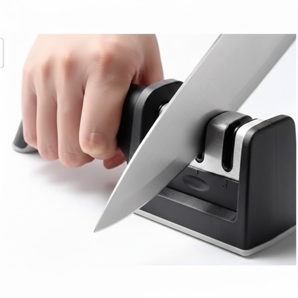Afiador Amolador de Facas Premium 3 em 1 Profissional Manual Aço Cabo Ergonômico Base Antiderrapante Uso Diário