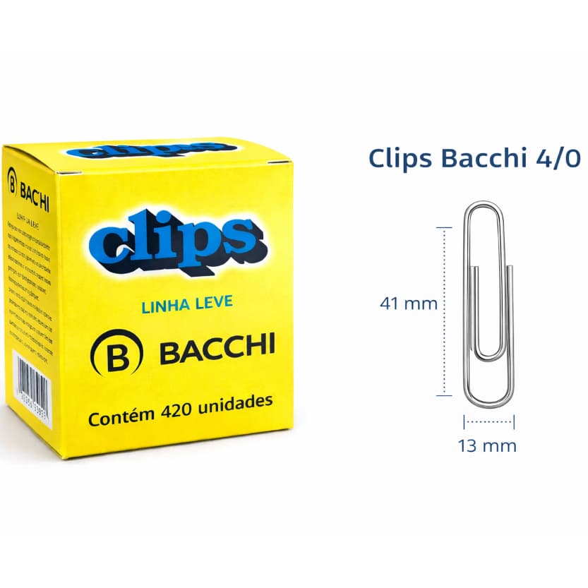 Clips de Papel Galvanizado para Escritório Caixas em Maior Quantidade | Tamanho 4/0 | - Bacchi
