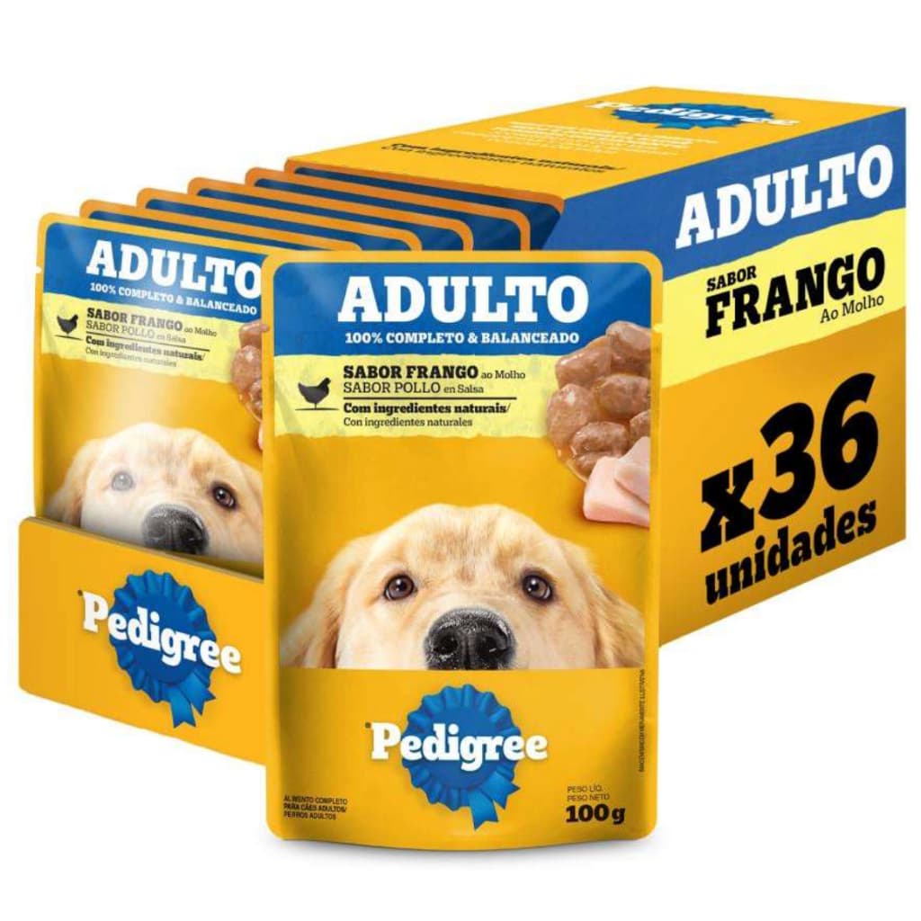 Kit Ração Úmida Pedigree Sachê Frango ao Molho para Cães Adultos 36 Unidades