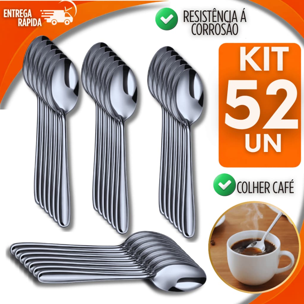 Jogo Colher de Café Chá Aço Inox Talher Café Cozinha Restaurante Buffet Cafeteria Utensílio Talher