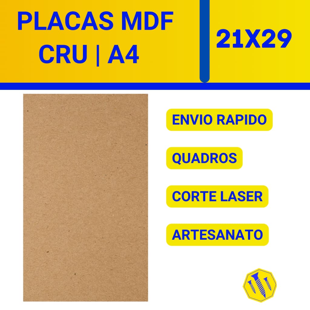 Kit Chapas plaquinhas A4 Mdf A4 21x29cm Para Artesanato MDF CRU