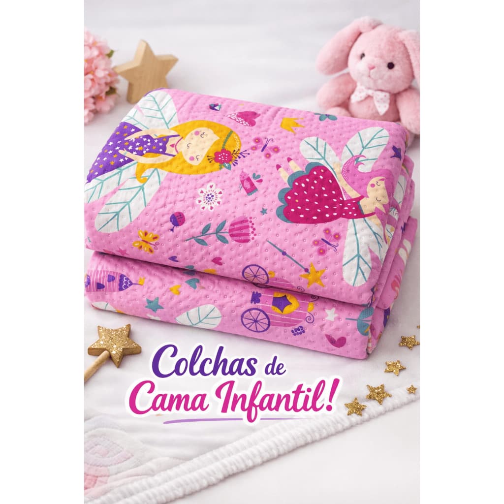 Colcha Cama De Solteiro Cobre Leito Infantil Kit 2 Peças Dupla Face Menino Menina