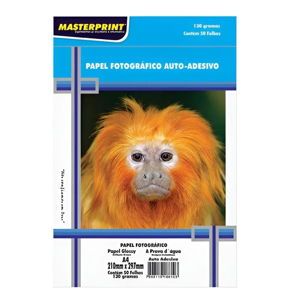 Papel Fotográfico Adesivo A4 Glossy 130g 50 Folhas Inkjet À Prova D´água