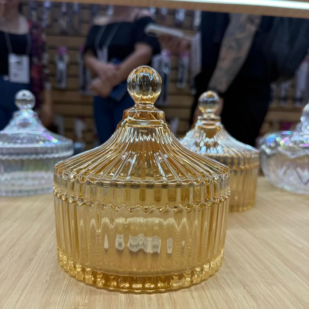 Bomboniere Switch Gold/ Cristal  500ml Vidro com Tampa – Bombom Candy Pote de Vidro Cozinha Festa
