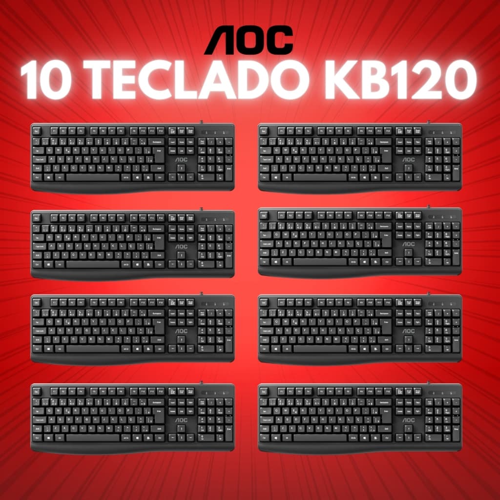Revenda KIT 10 Teclados Office ABNT2 Padrão Silencioso USB Ergonômico Simples Para Escritório
