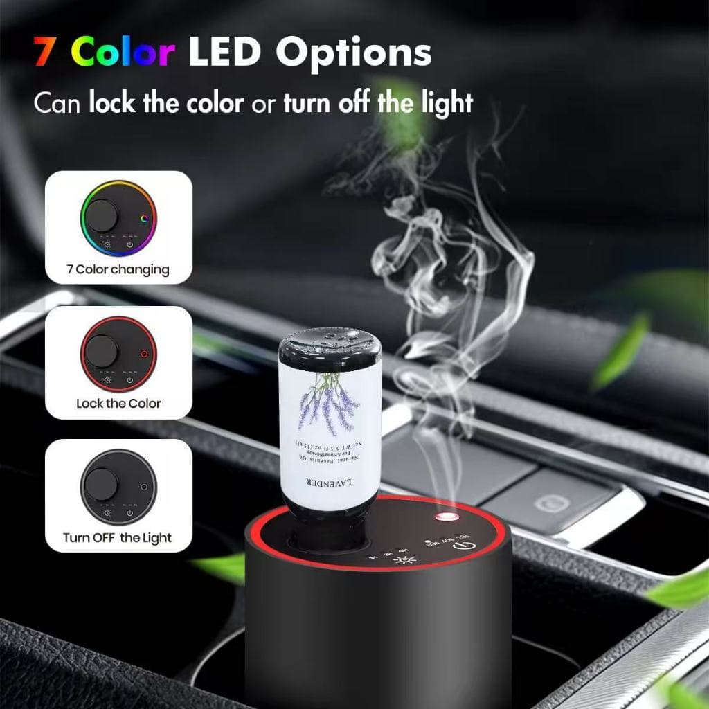 Difusor portátil USB sem água em liga de alumínio para carro, recarregável, aromatizador de ar elétrico para veículos.