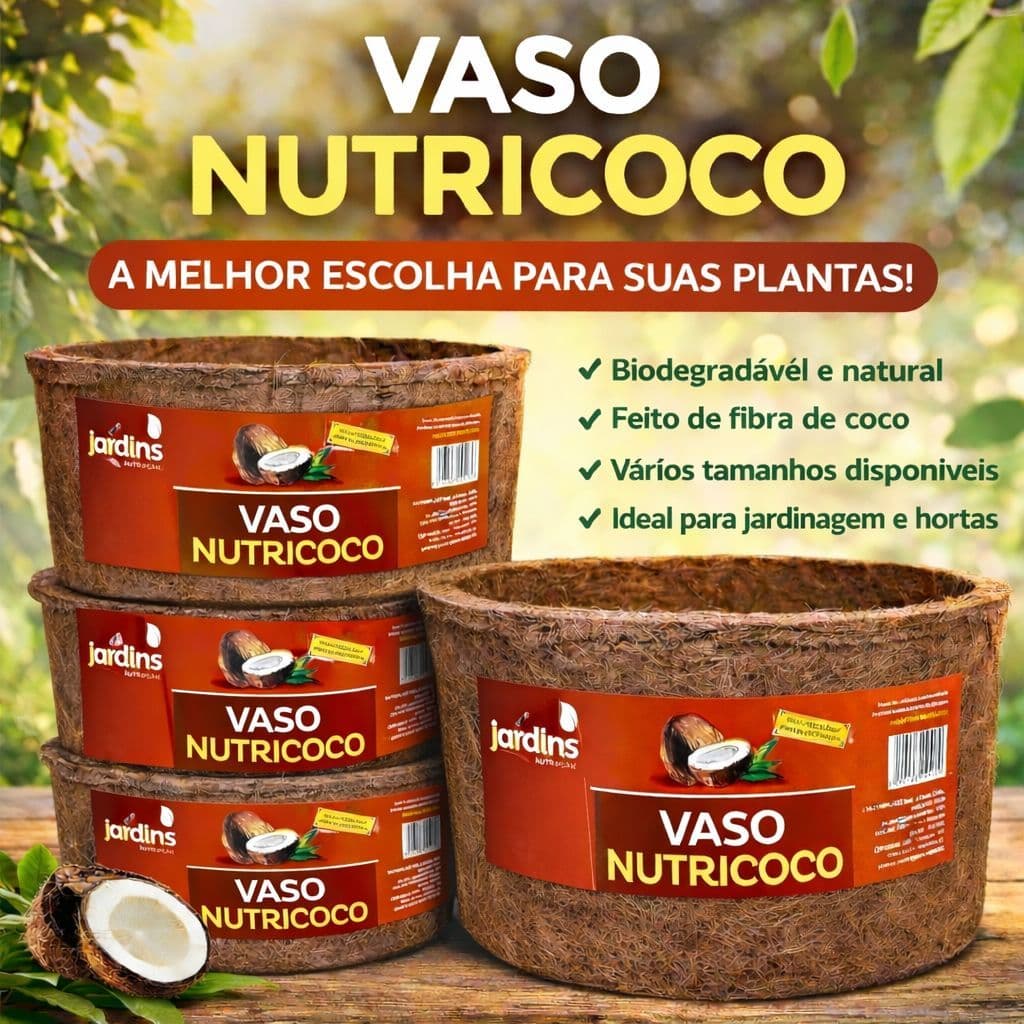 Vaso Redondo Ecológico Nutricoco Fibra de Coco Natural (N1, N2, N3, N4 ou N5)