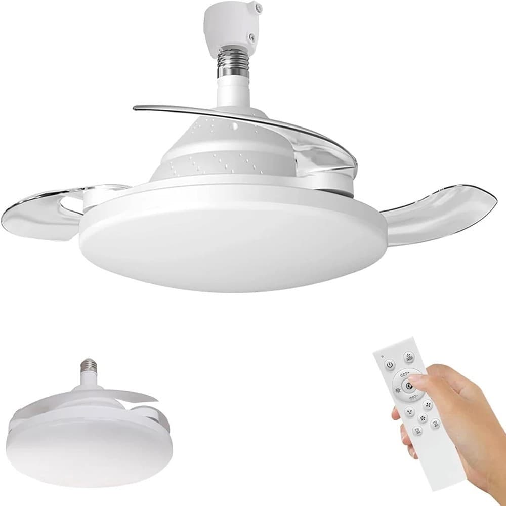 Ventilador Teto Retrátil LED 80W Luz Ajustável Bivolt Silencioso Quarto Sala