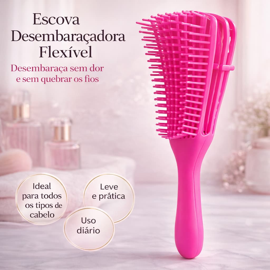Escova Polvo Para Cabelos Cacheados Desembaraçadora Anti Quebra