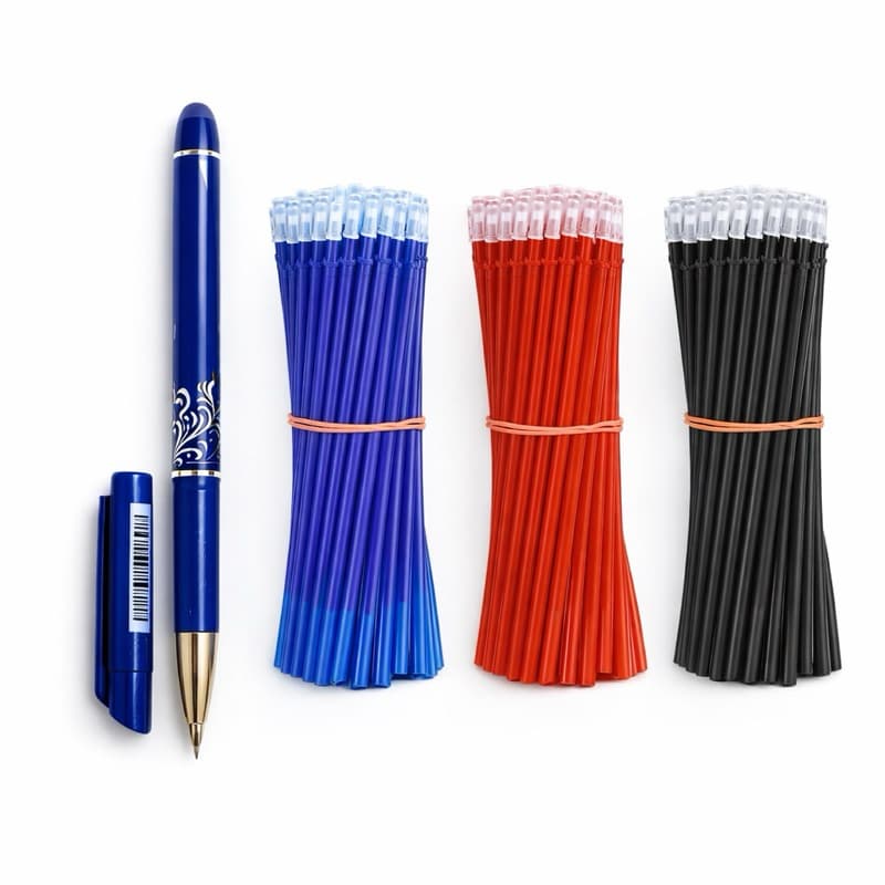 Kit Caneta Que Apaga + Refis Azul Preto Vermelho 3 a 45 unidades Apagável Calor Papel Tecido Mágica
