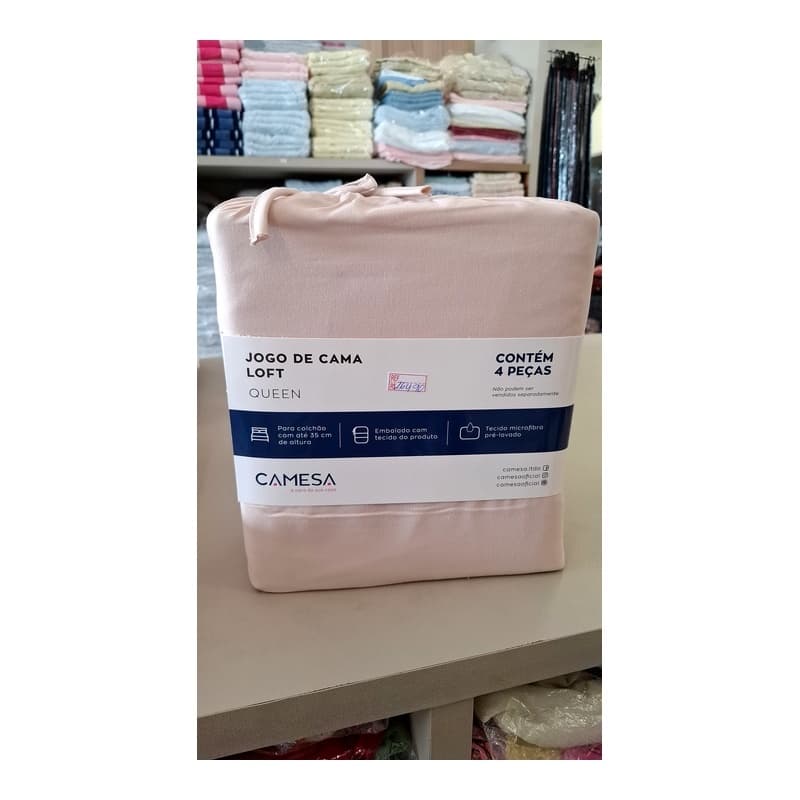 Jogo de Cama Queen Camesa Loft 4 Peças Microfibra Toque Macio Rosa