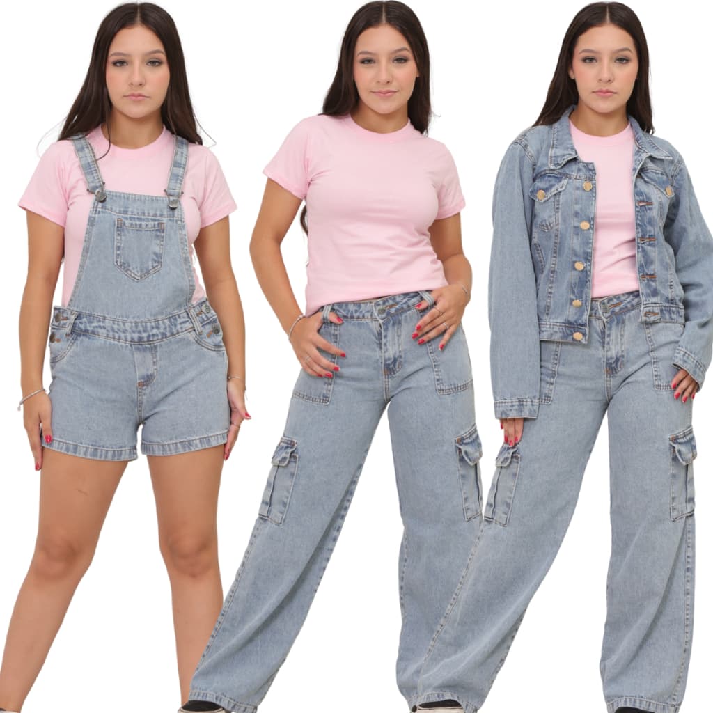 Roupa de menina marmorizada jeans infantil juvenil 10 ao 16 cargo jaqueta jardineira calça e shorts