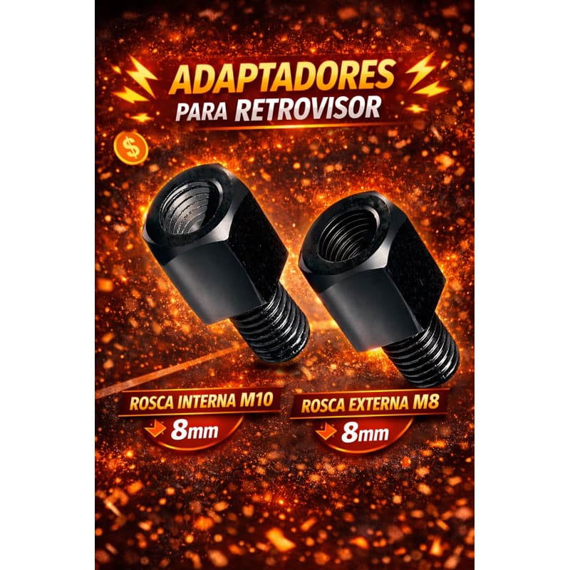 Adaptador M8 para M10 Rosca Direita Original GVS Para Espelho Retrovisor Moto