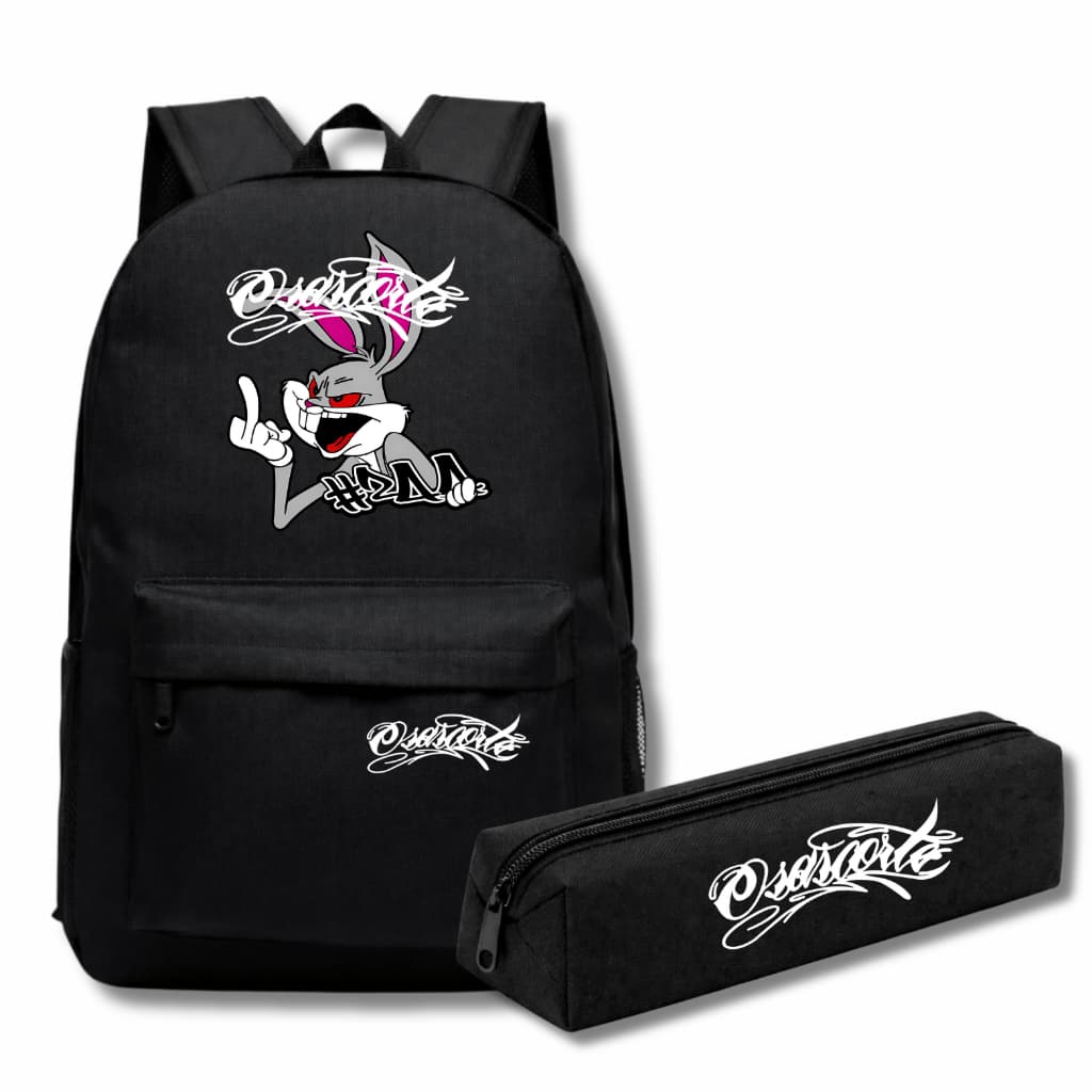 Kit Mochila e Estojo Coelho Osascorte 244 Motoqueiro Grau Escola Bolsa Moto Bike