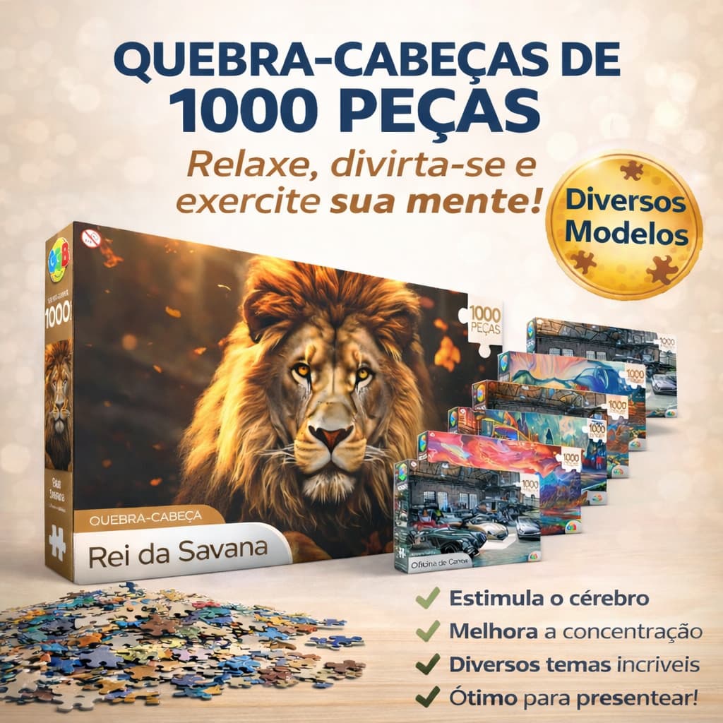Quebra Cabeça Grande Caixa C/1000 Peças - Escolha Desenhos