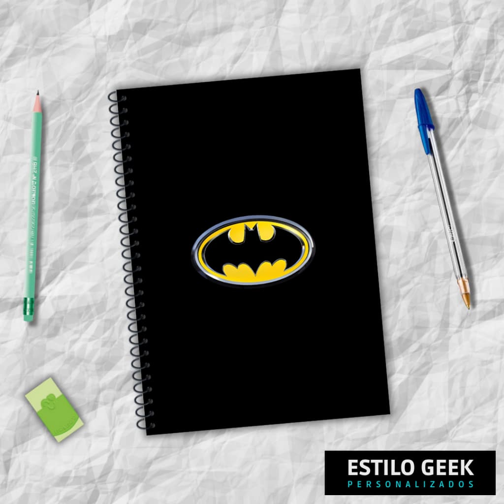 Caderno Batman Universitário 1 matéria 80 e 10 matérias 160 folhas Cartela de Adesivos