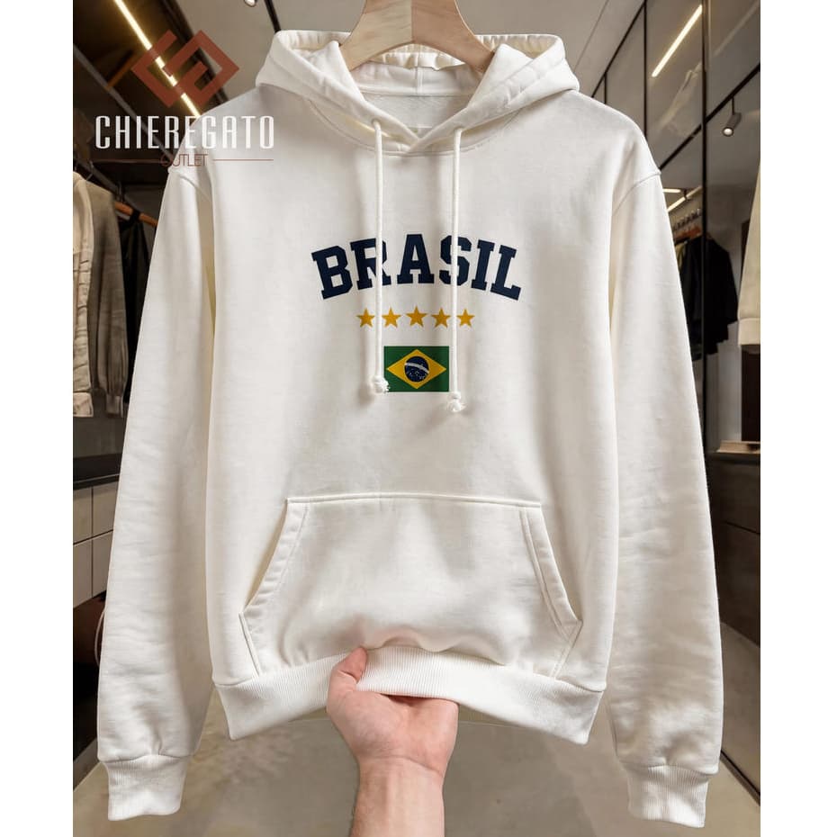 Moletom Canguru Blusa de Frio Com Capuz BRASIL Outono Inverno Feminino Masculino Blusão Flanelado