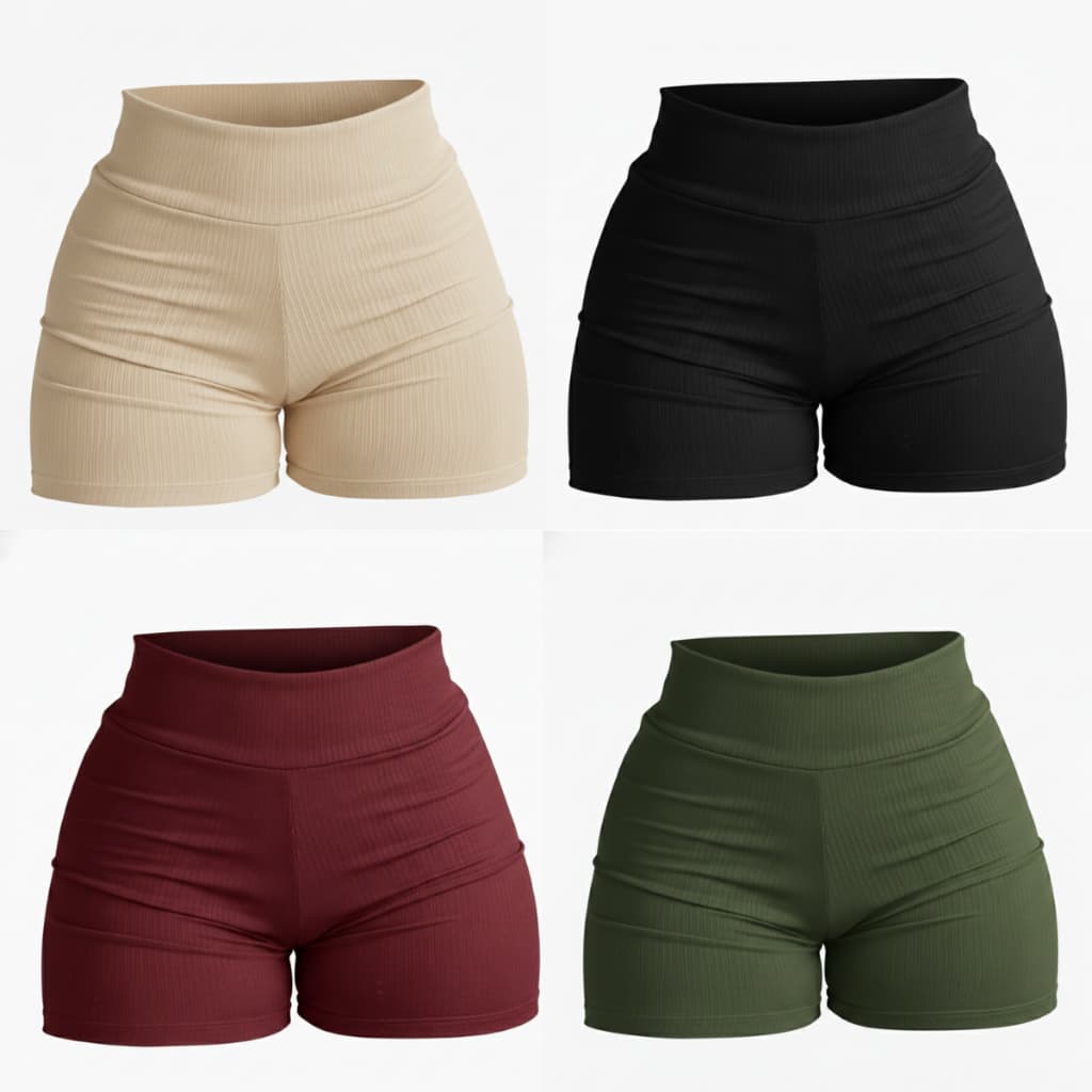 Shorts Fitness Anarruga Canelado Cos Alto Feminino  Zero Transparência