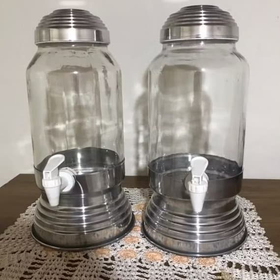 2 Suqueiras 3 Litros Polida Base Aluminio E Pote de Vidro