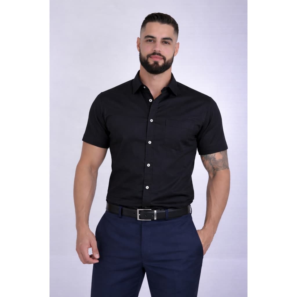 Camisa Para Senhor Com Bolso Modelagem Reta Tradicional Varias Cores Neutras