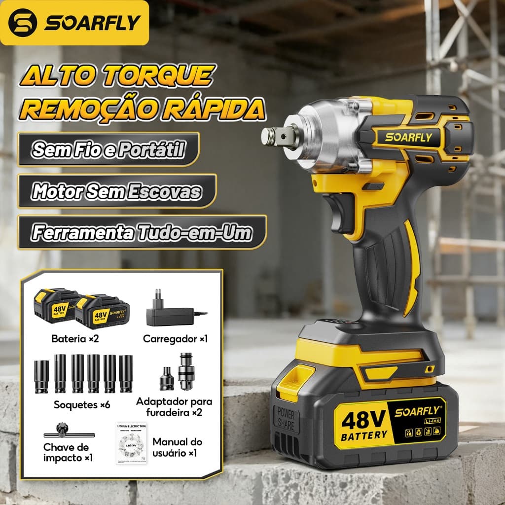 Parafusadeira Furadeira 48V 2 Baterias Com Maleta e Acessórios Completo