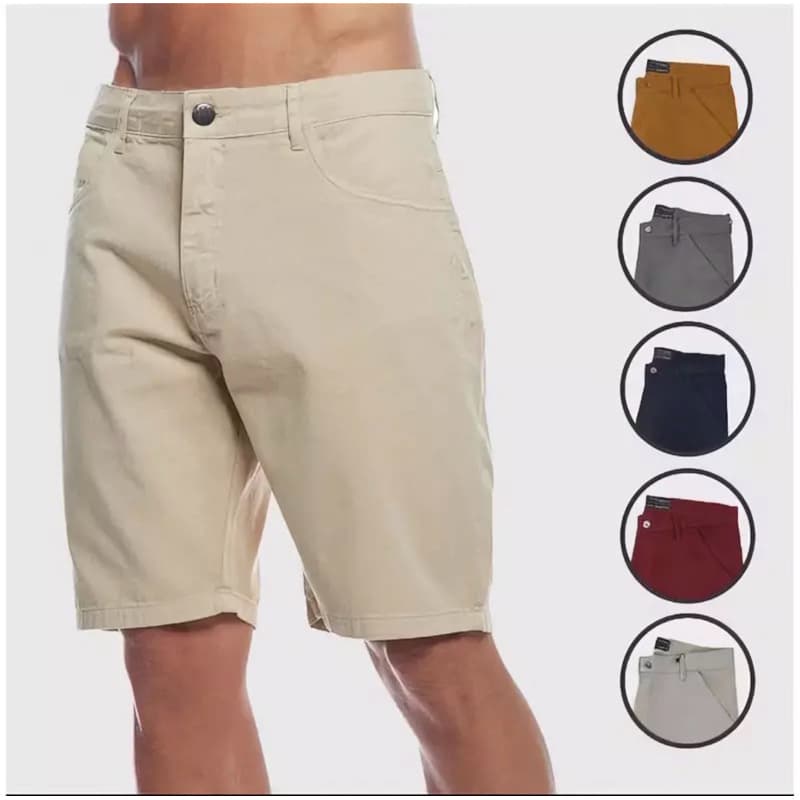 Bermuda Masculina Alfaiataria Sarja Sport Fino, BOLSO EMBUTIDO,  Com Lycra Tecido Premium 02
