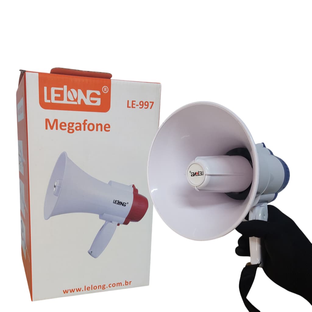 Megafone Portátil com Microfone e Sirene Musical - Lelong LE-997
