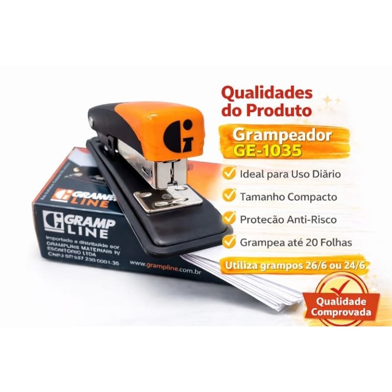 Kit 2 Grampeadores GE-1035 Profissional – Resistente, Não Enrosca e Alta Durabilidade