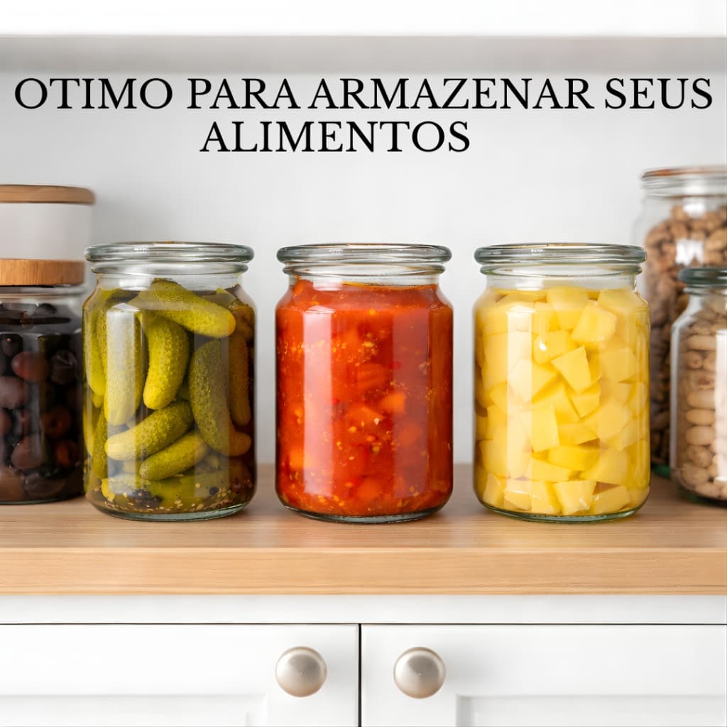 Pote de Vidro 700ml pote pra conserva Tampa Reta Vedação hermética Anti-inseto Kit ou Unidade