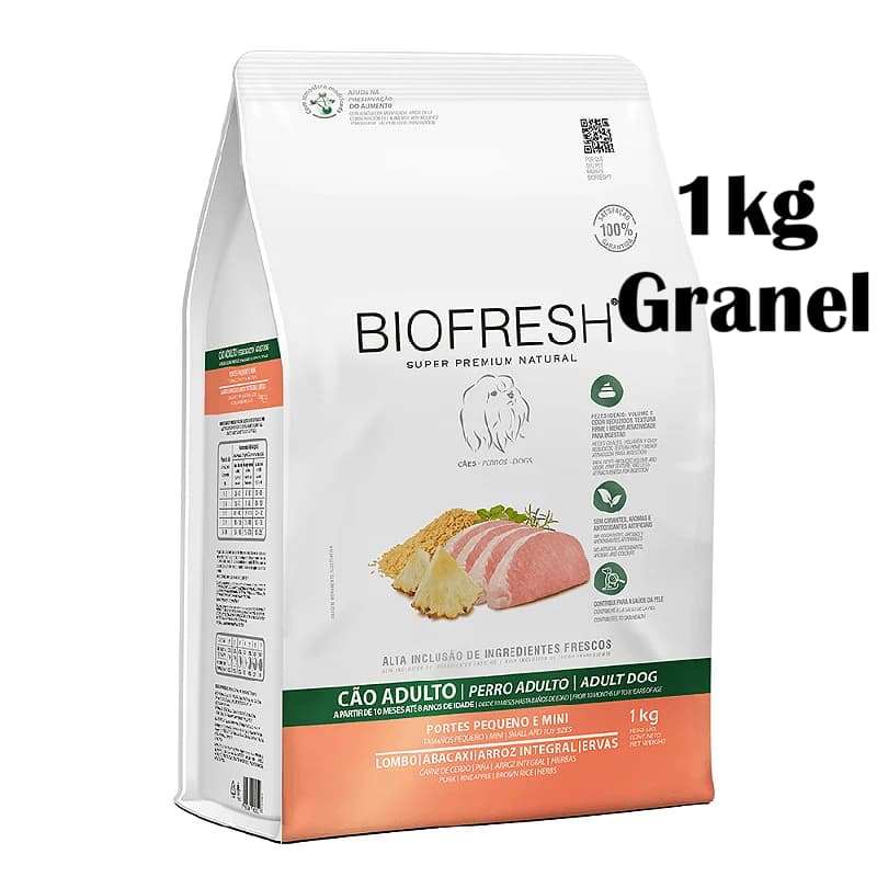 Ração Biofresh Lombo e Abacaxi 1kg Cães Adultos Raças Minis e Pequenas ***Granel