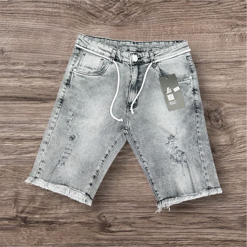 Tùng Jeans Cinza Bermudas Masculinas Shorts Jeans Rasgados Masculinos Shorts Jeans Com Cordão